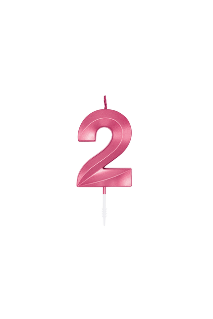 Vela de 2 años, rosa metalizado, 6 cm