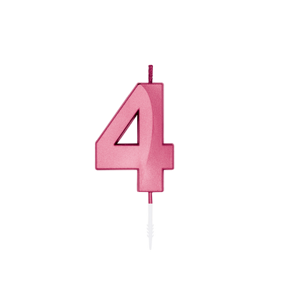 Vela de 4 años, rosa metalizado, 6 cm