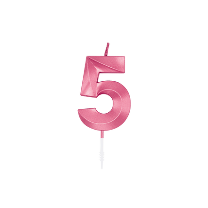 Vela de 5 años, rosa metalizado, 6 cm