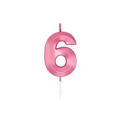 Vela de 6 años, rosa metalizado, 6 cm