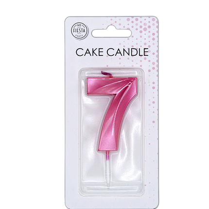 Vela de 7 años, rosa metalizado, 6 cm