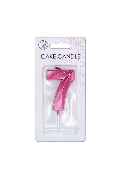 Vela de 7 años, rosa metalizado, 6 cm