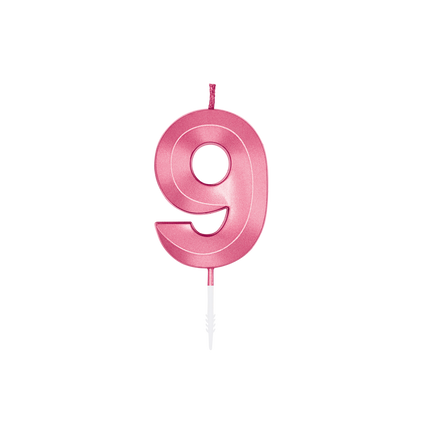 Vela de 9 años, rosa metalizado, 6 cm