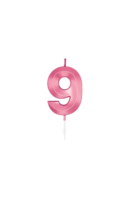 Vela de 9 años, rosa metalizado, 6 cm