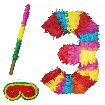 Set de piñata con el número 3, 3 piezas, 45 cm