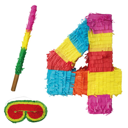 Set de piñata con el número 4, 3 piezas, 45 cm