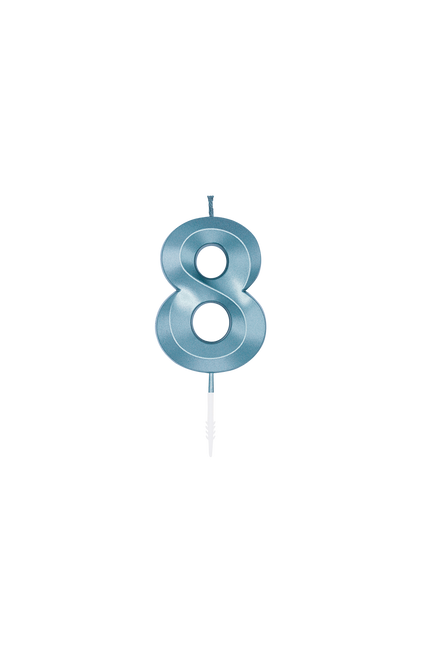 Vela de 8 años, azul metalizado, 6 cm