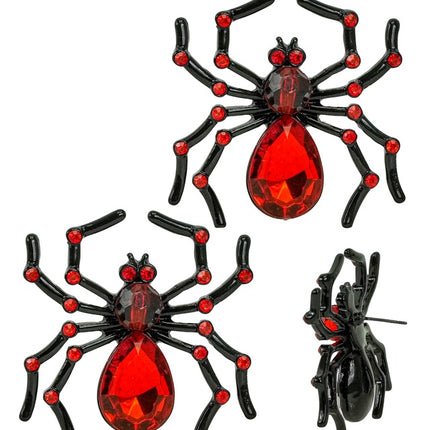 PENDIENTES ARAÑA CON PIEDRAS ROJAS Y STRASS