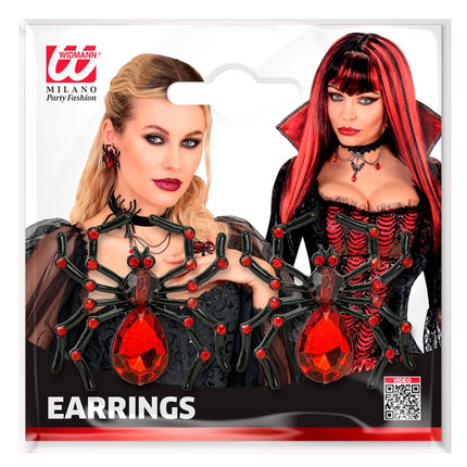 PENDIENTES ARAÑA CON PIEDRAS ROJAS Y STRASS