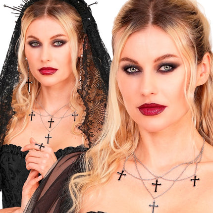 COLLAR CON CRUCES NEGRO