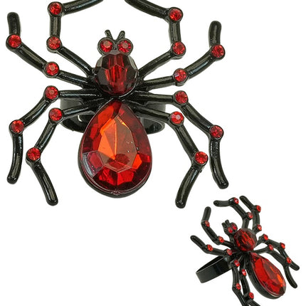 ANILLO ARAÑA CON PIEDRAS ROJAS Y STRASS