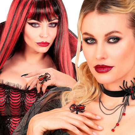 ANILLO ARAÑA CON PIEDRAS ROJAS Y STRASS