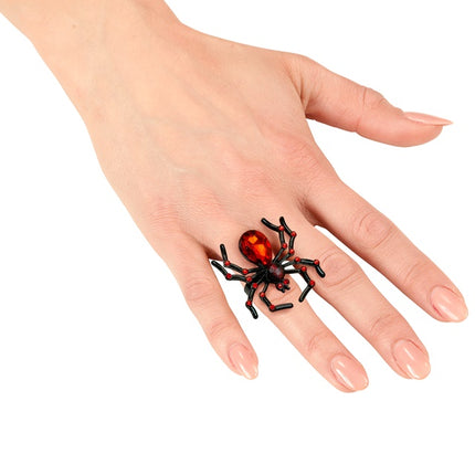 ANILLO ARAÑA CON PIEDRAS ROJAS Y STRASS