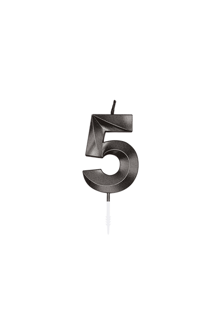 Vela de 5 años, negro metalizado, 6 cm