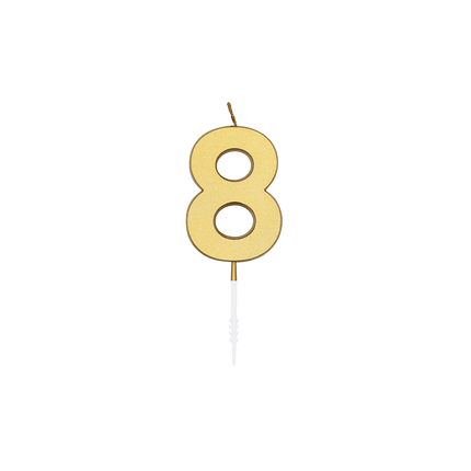 Vela de 8, color dorado metalizado, 4,5 cm