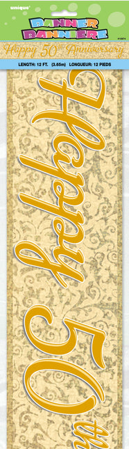 Banderola Feliz Aniversario Oro 50Th 3.65m
