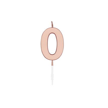 Vela de 0 años, color oro rosa metalizado, 4,5 cm