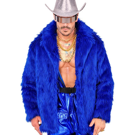 Abrigo de piel Peluche Azul