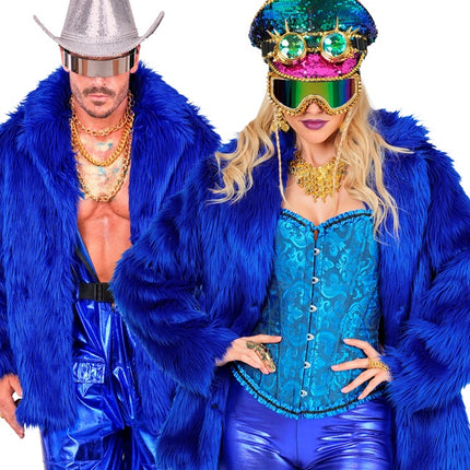 Abrigo de piel Peluche Azul