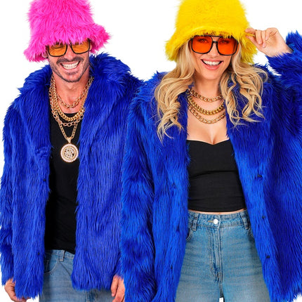 Abrigo de piel Peluche Azul