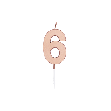 Vela de 6 años, oro rosa metalizado, 4,5 cm