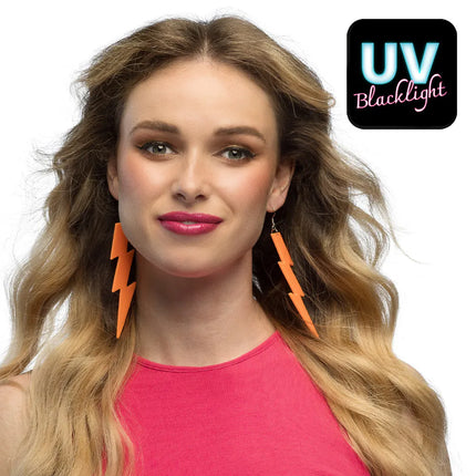 Par de pendientes Flash naranja neón UV