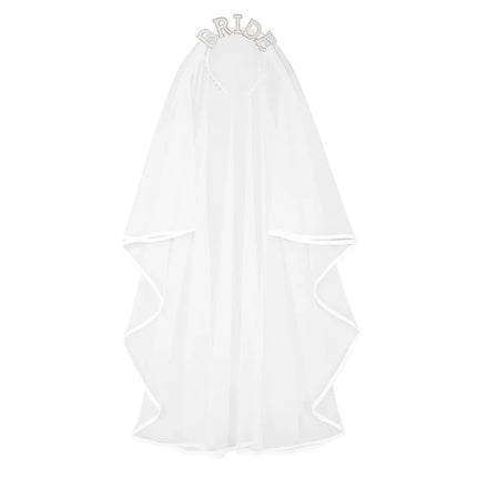 Velo de novia para mujer, blanco