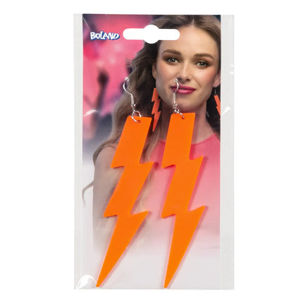 Par de pendientes Flash naranja neón UV