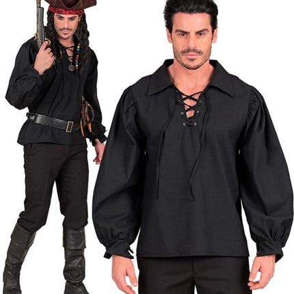 CAMISETA NEGRA DE ESTILO HISTÓRICO