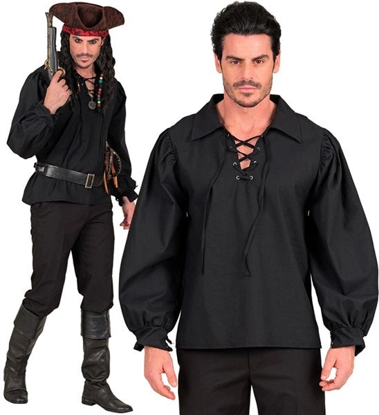 Camiseta histórica para hombre, negra