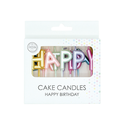 Velas de colores «Happy Birthday» en tonos pastel