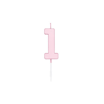 Vela de 1 año, rosa pastel, 4,5 cm