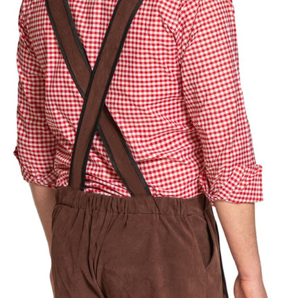 Lederhose Johann con tirantes ajustables Marrón oscuro Corto