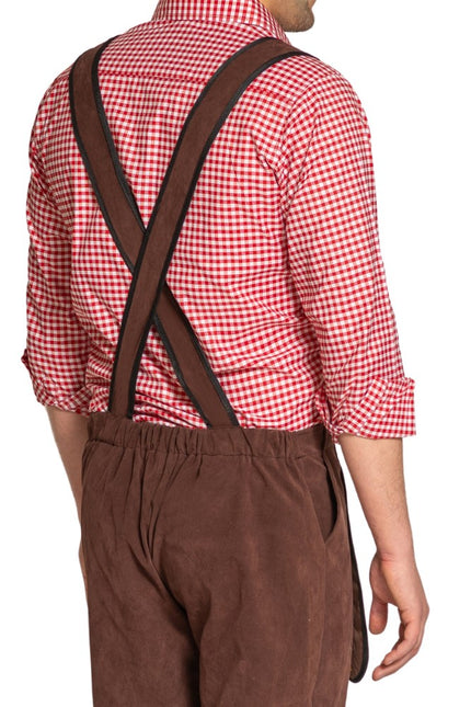 Lederhose Johann con tirantes ajustables Marrón oscuro Corto