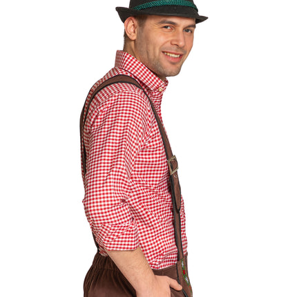 Lederhose Johann con tirantes ajustables Marrón oscuro Corto