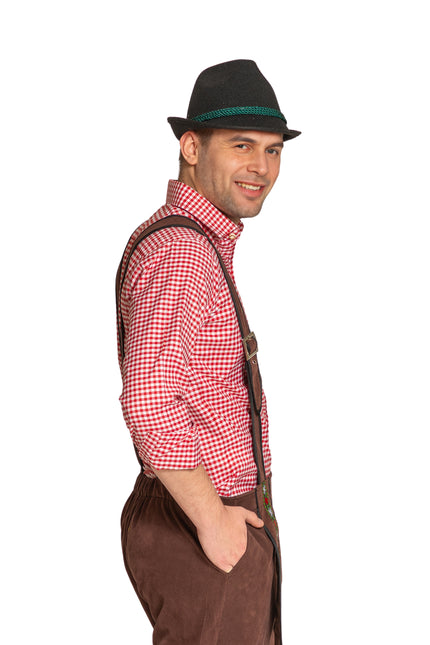 Lederhose Johann con tirantes ajustables Marrón oscuro Corto