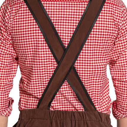 Lederhose Johann con tirantes ajustables Marrón oscuro Corto