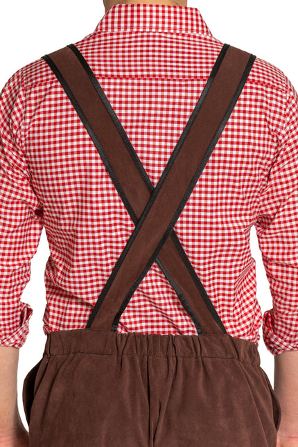 Lederhose Johann con tirantes ajustables Marrón oscuro Largo