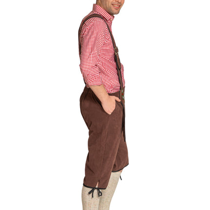Lederhose Johann con tirantes ajustables Marrón oscuro Largo