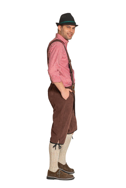 Lederhose Johann con tirantes ajustables Marrón oscuro Largo