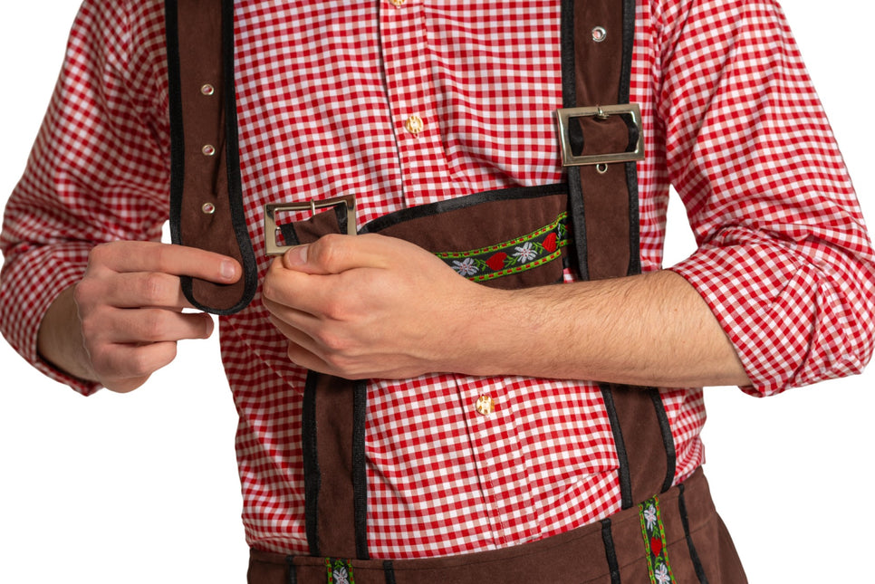 Lederhose Johann con tirantes ajustables Marrón oscuro Largo