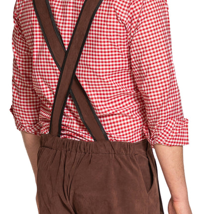 Lederhose Johann con tirantes ajustables Marrón oscuro Largo