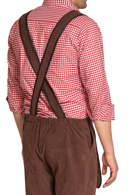 Lederhose Johann con tirantes ajustables Marrón oscuro Largo