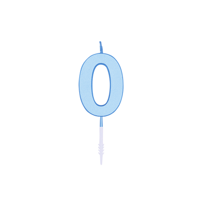 Vela de 0 años, azul pastel, 4,5 cm