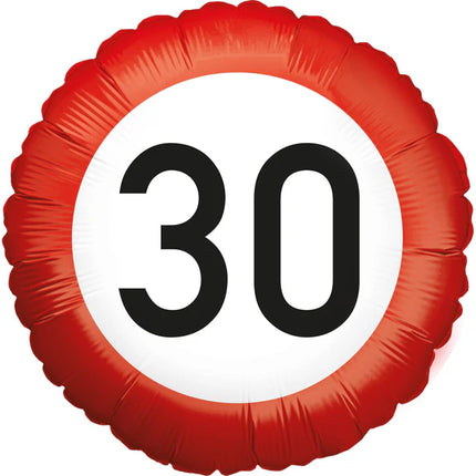 Señal de tráfico de globo de helio de 30 años, vacía, 45 cm