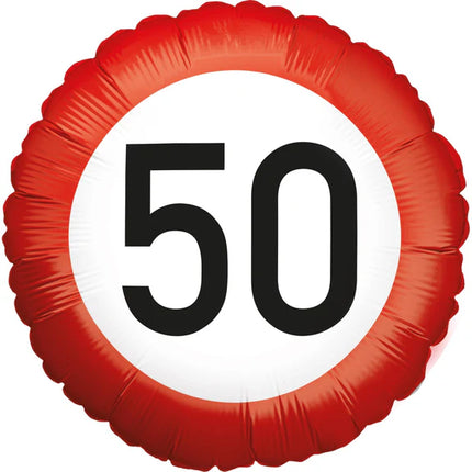 Señal de tráfico de globo de helio de 50 años, vacía, 45 cm