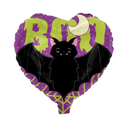 Globo de helio de Halloween con forma de corazón y murciélago, sin gas, 45 cm