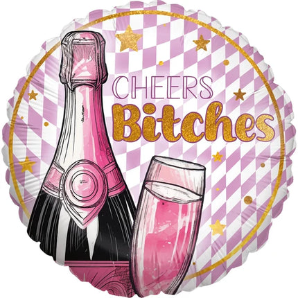 Globo de helio para despedida de soltera, rosa, con la inscripción «Cheers», sin mensaje, 45 cm