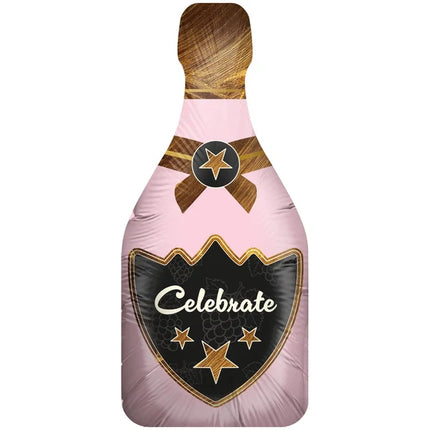 Globo de helio rosa «Celebrate» con forma de botella de champán, vacío, 90 cm