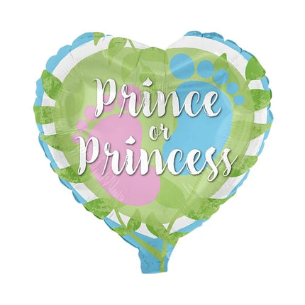 Globo de helio para revelación del sexo, verde con forma de corazón, con la inscripción «Price» o «Princess», sin mensaje, 78 cm